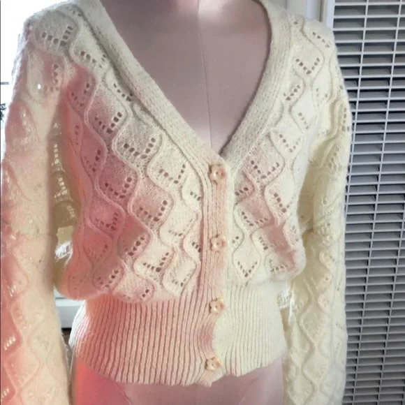 Cream Knit Women's Sweater - Picture 2 of 5